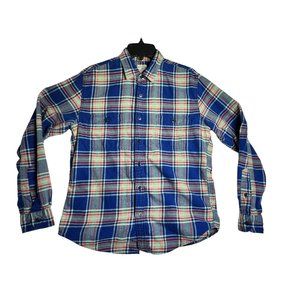 J.CREW Flannel 100% Cotton Blue Plaid Mens Medium Slim Fit